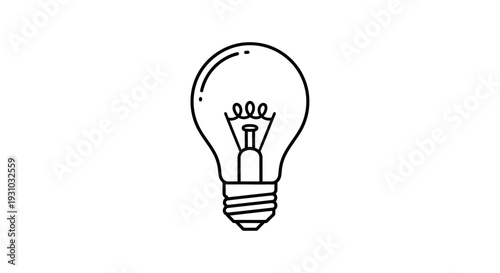 Simple line drawing of a classic incandescent light bulb, symbolizing ideas and innovation.
