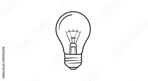 Simple Line Drawing of an Incandescent Light Bulb, Symbol of Ideas and Innovation