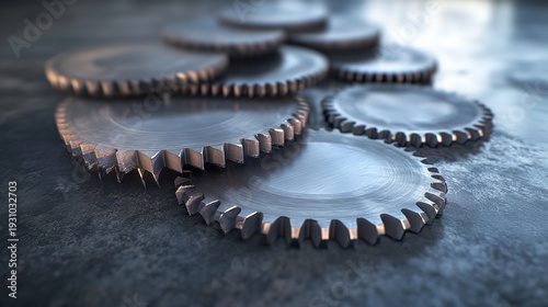 Close Up of Industrial Metal Gear Wheels with Precision Engineering Detail