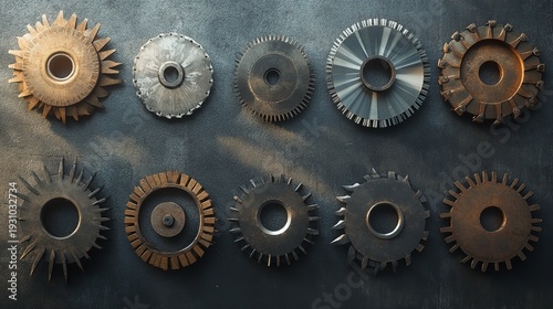 Close Up of Industrial Metal Gear Wheels with Precision Engineering Detail