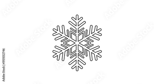 Simple Snowflake Icon Outline, Winter Season, Cold Weather, Christmas Decoration