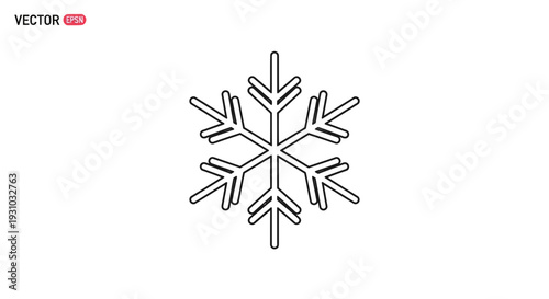 Simple Snowflake Icon Vector Graphic - Winter Cold Weather Symbol