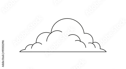 Simple Cloud Outline Drawing, Minimalist Weather Icon, Vector Art