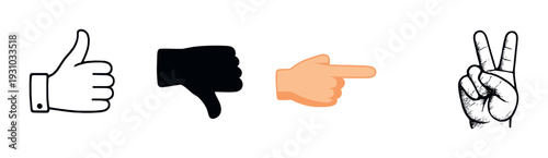 Hand gesture icons with highlighted pointing finger on dark background