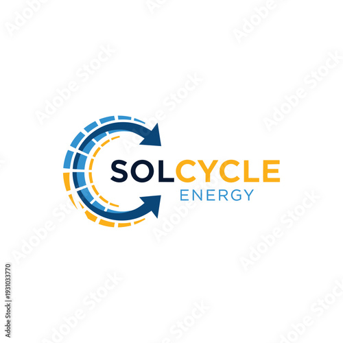 Circular arrows solar panel logo for renewable energy and solar power SolCycle Energy