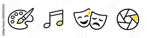 Palette note masks and aperture icons aligned on dark background