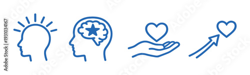 Head and heart wellness icons on dark glowing background
