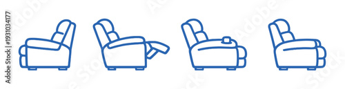 Recliner chair icons showing multiple positions on dark background