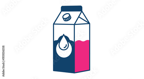 Simple illustration of a gable top carton with liquid and a cap