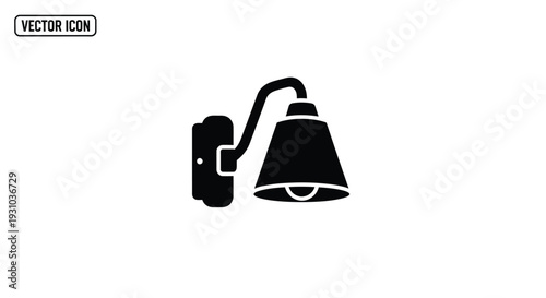 Simple black vector icon of a wall mounted bell and push button