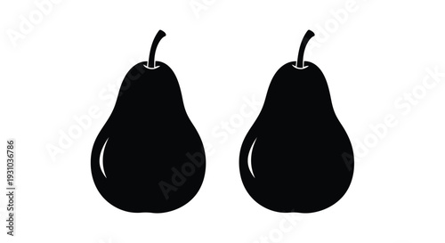 Simple black silhouettes of two pears on a white background