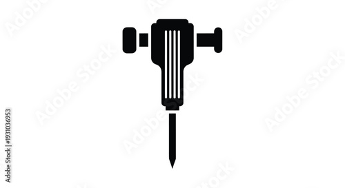 Simple black and white icon depicting a jackhammer or demolition hammer tool