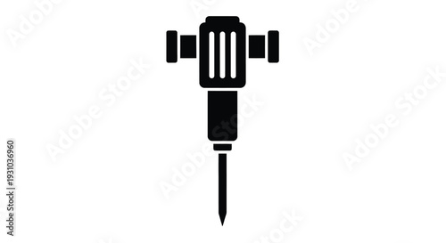 A black silhouette illustration of a jackhammer demolition tool