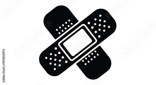 Simple black and white illustration of a classic adhesive bandage
