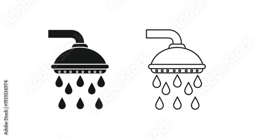 Shower head icons a black solid and a white outline version