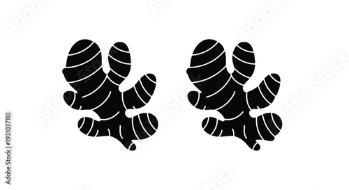 Two black silhouettes of cat paws with rounded toes
