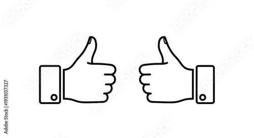 Two simple black outline thumbs up icons displayed on a white background