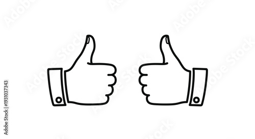 Two black and white line drawings of hands giving a thumbs up gesture