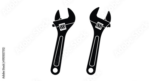 Two adjustable wrenches displayed in a simple black and white illustration