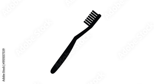 A simple black silhouette of a toothbrush against a white background