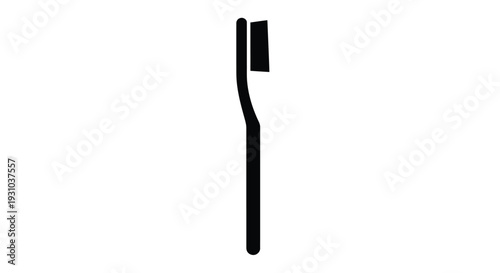 Simple black silhouette of a toothbrush on a plain white background