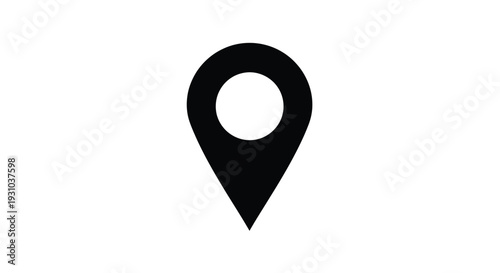 Simple black map marker icon with a white circular center point