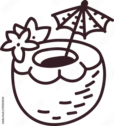 Coconut Drink With Umbrella Line