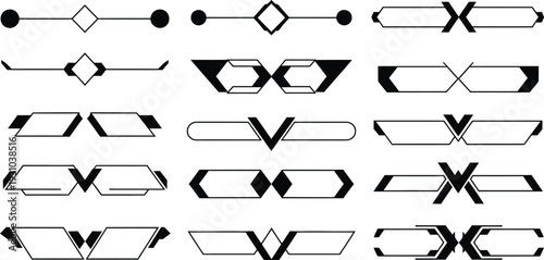 Modern Abstract Geometric Line Dividers and Ornaments, Decorative Elements for Design Projects