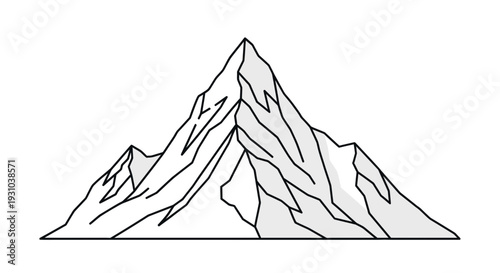 Majestic Mountain Peak with Jagged Ridges and Snow Highlights