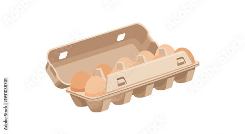 Brown cardboard egg carton container.