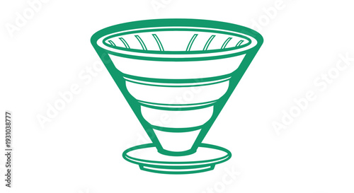 Green coffee filter on plate.