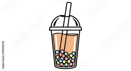 Colorful Bubble Tea Drink Illustration.