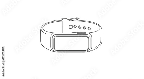 Fitness Tracker Band Outline Icon, Wearable Technology, Health Monitoring Device