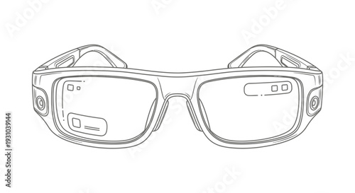 Futuristic Smart Glasses with Digital Display and Cameras