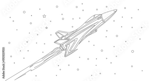 Futuristic Spaceship in Starry Night Sky, Sci-Fi Concept Art