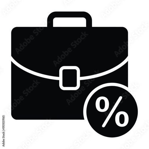 Briefcase with Percentage Sign Icon, Representing Business Finance, Investment Return, or Discount Offers Vector Illustration