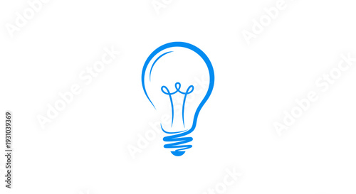 Blue light bulb icon symbolizing innovation, ideas, and creativity on a white background.