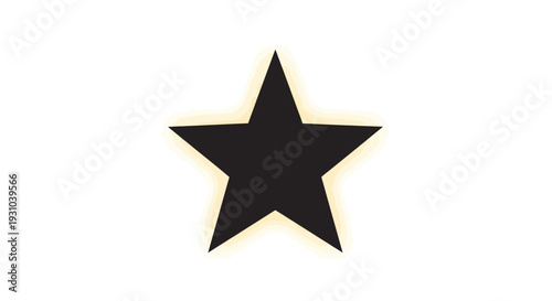 Black Star Icon with Glowing Aura on White Background