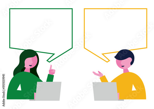 パソコンとディスカッションする男女のイラスト素材3