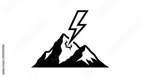 Mountain Peak Struck by Lightning Bolt Icon