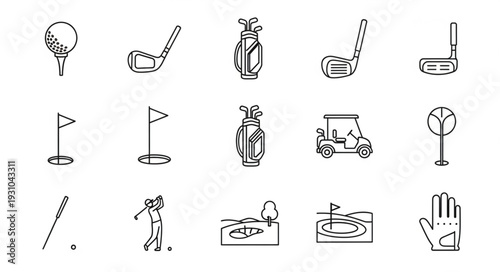 Collection of Golf Icons and Symbols for Sports and Leisure.