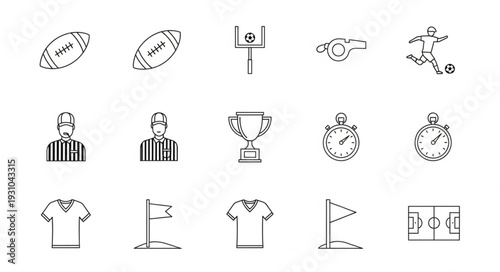 Collection of American Football and Soccer Sports Icons.