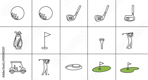 Collection of Golf Icons and Symbols for Sports and Leisure.