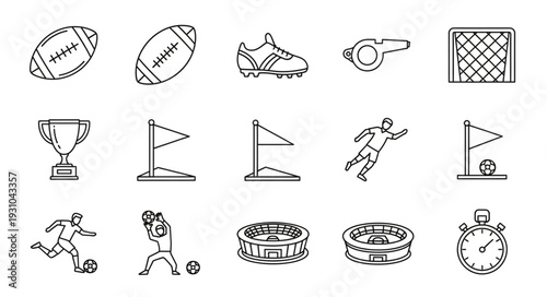 Collection of Sports Icons and Symbols Line Art.