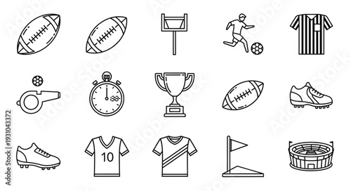 Collection of Hand Drawn Sports Icons and Symbols.
