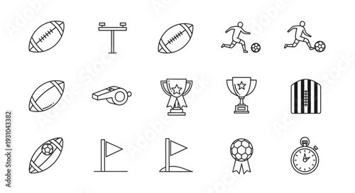 Collection of Sports Icons and Symbols Line Art.
