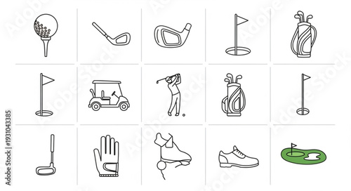 Collection of Hand Drawn Golf Icons and Symbols.