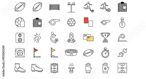 Collection of Hand Drawn Sports Icons and Symbols.