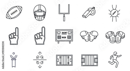 American Football Icons Set Vector Illustration.