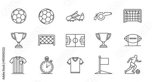 Collection of Hand Drawn Soccer Football Icons and Symbols.
